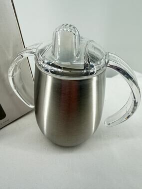 NEW Hogg 8 Oz Stainless Steel Trainer Sippy Cup Double Handle Spill Proof